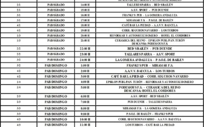 Horarios de las XVI 28 horas Locales de Fútbol Sala «Memorial José Parreño Villarejo»