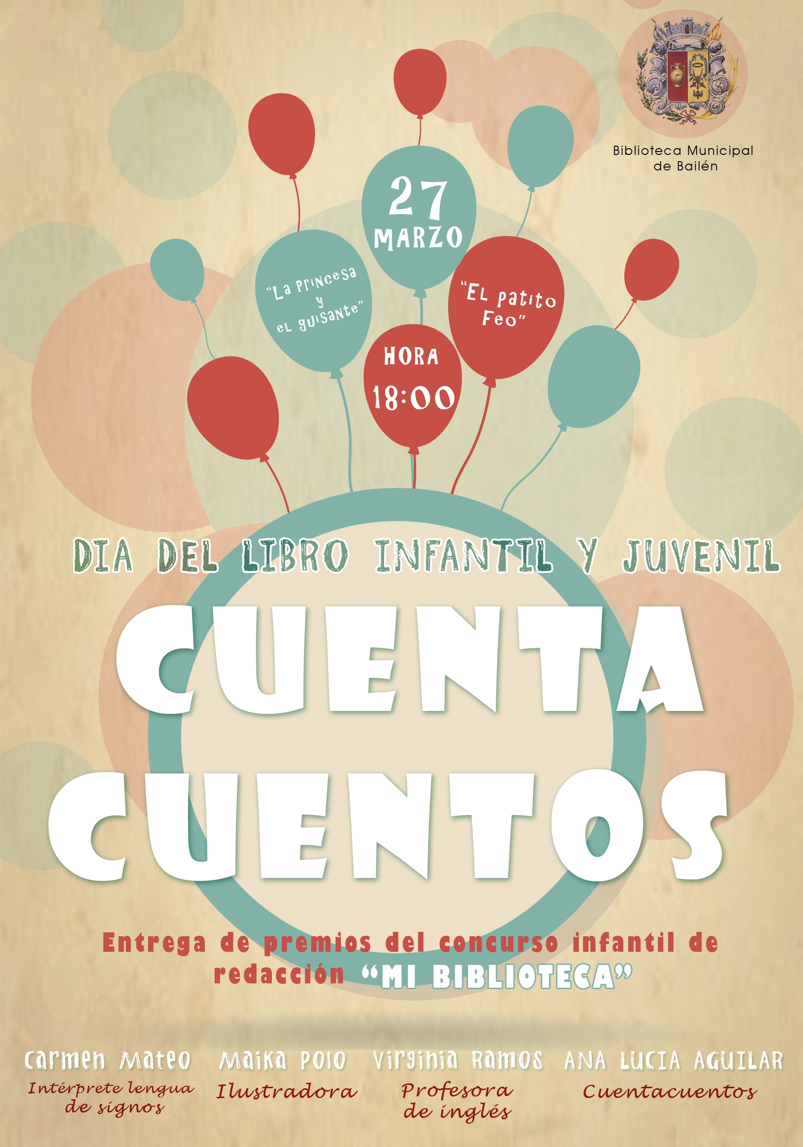 Cartel entrega de premios Concurso Infantil de Redacción Mi Biblioteca 2015